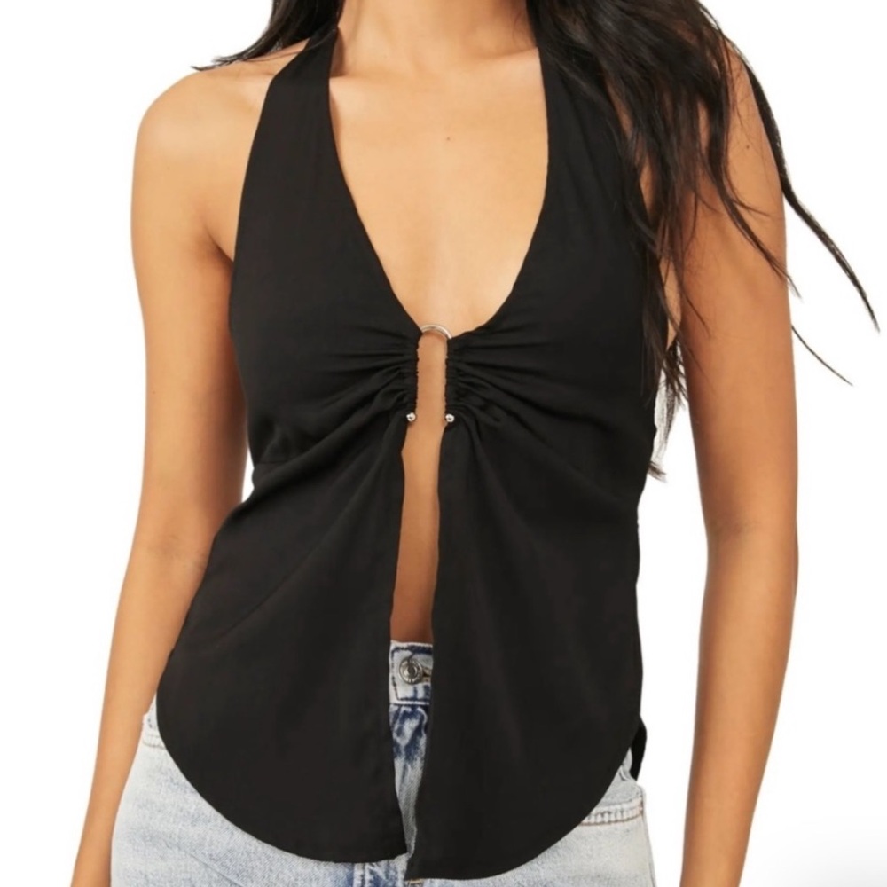Free People Black Halter Top